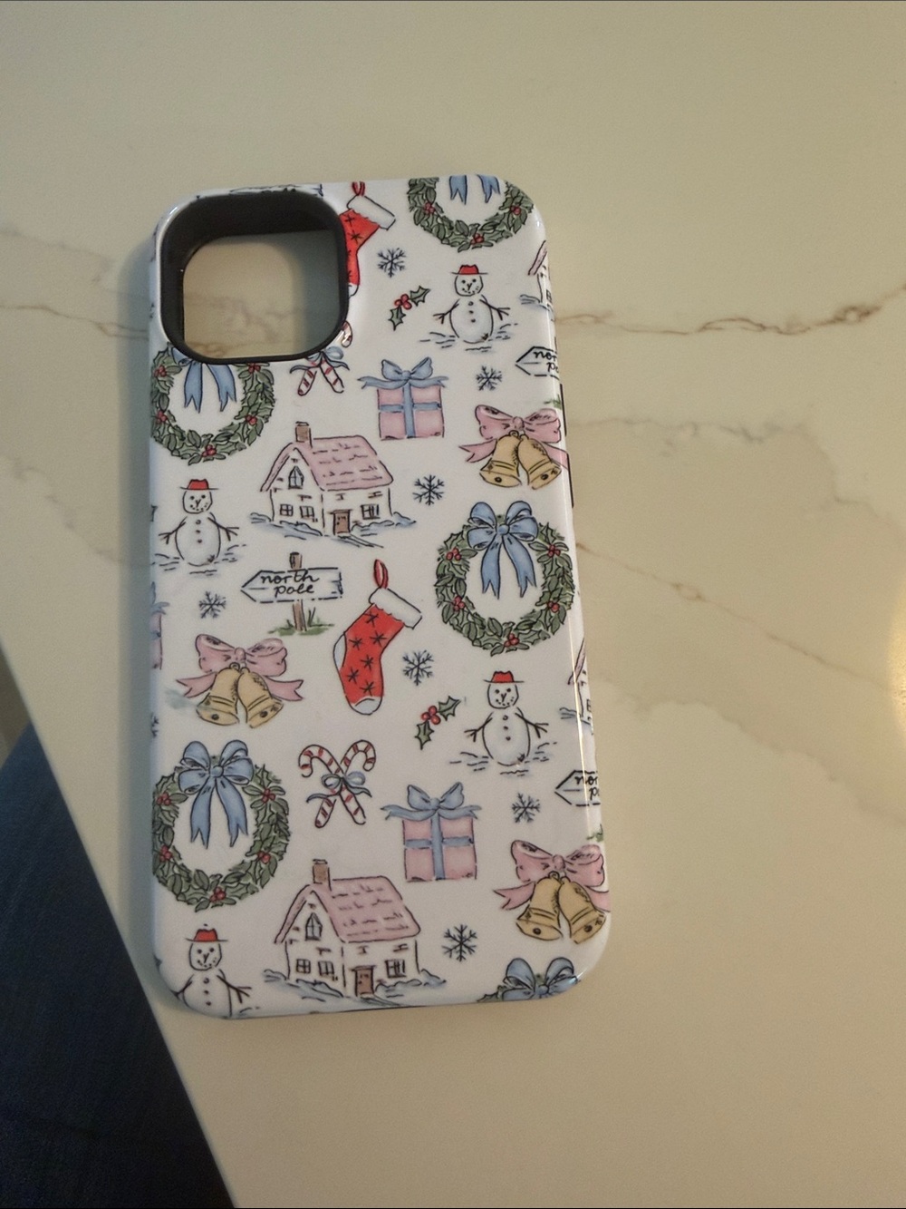 iPhone 14 Casely Festive Holiday Phone Case with Wreaths, Snowmen & Gifts